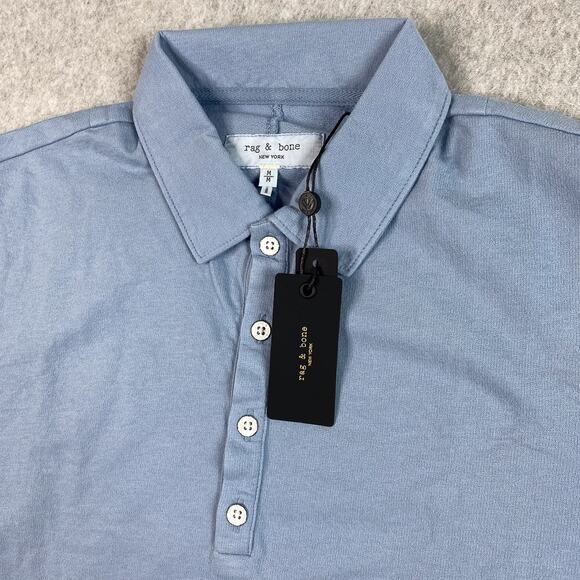 Rag & Bone Shirt Mens M Loopback Polo in Denim Blue - Picture 1 of 10